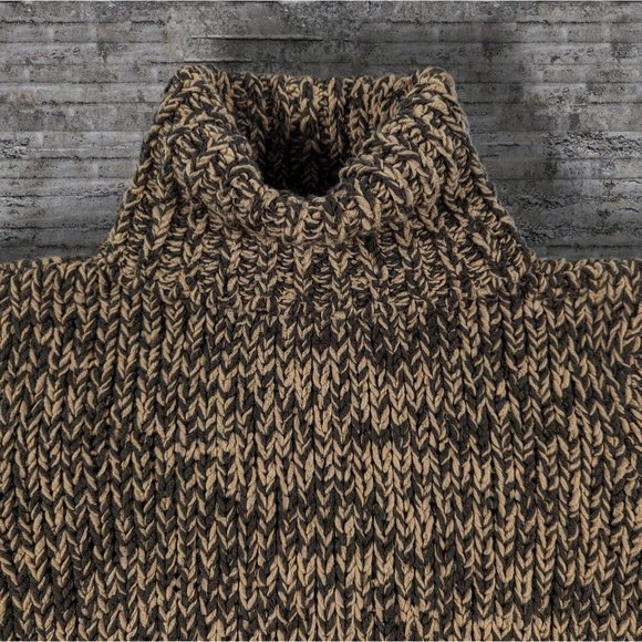 Calvin Klein Super Chunky "Hand Knit Look" Caramel Brown Turtleneck Sweater sz M - Picture 4 of 6